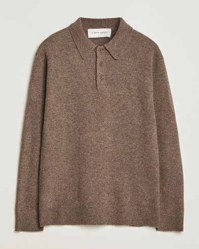 Men | Sweaters & Knitwear | A Day's March | Avoch Lambswool Polo Taupe
