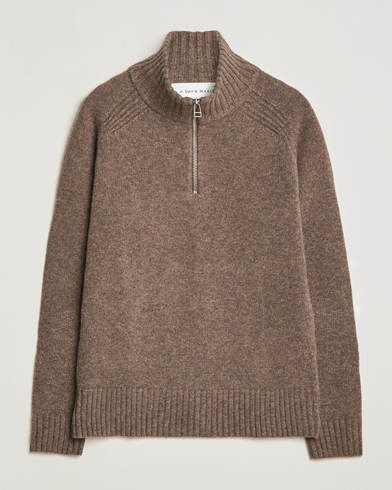 Men | Sale clothing | A Day's March | Cullan Wool Half-Zip Dark Taupe