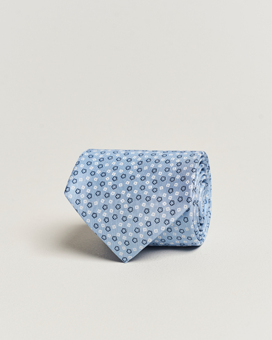 Men |  | E. Marinella | 3-Fold Printed Silk Tie Light Blue