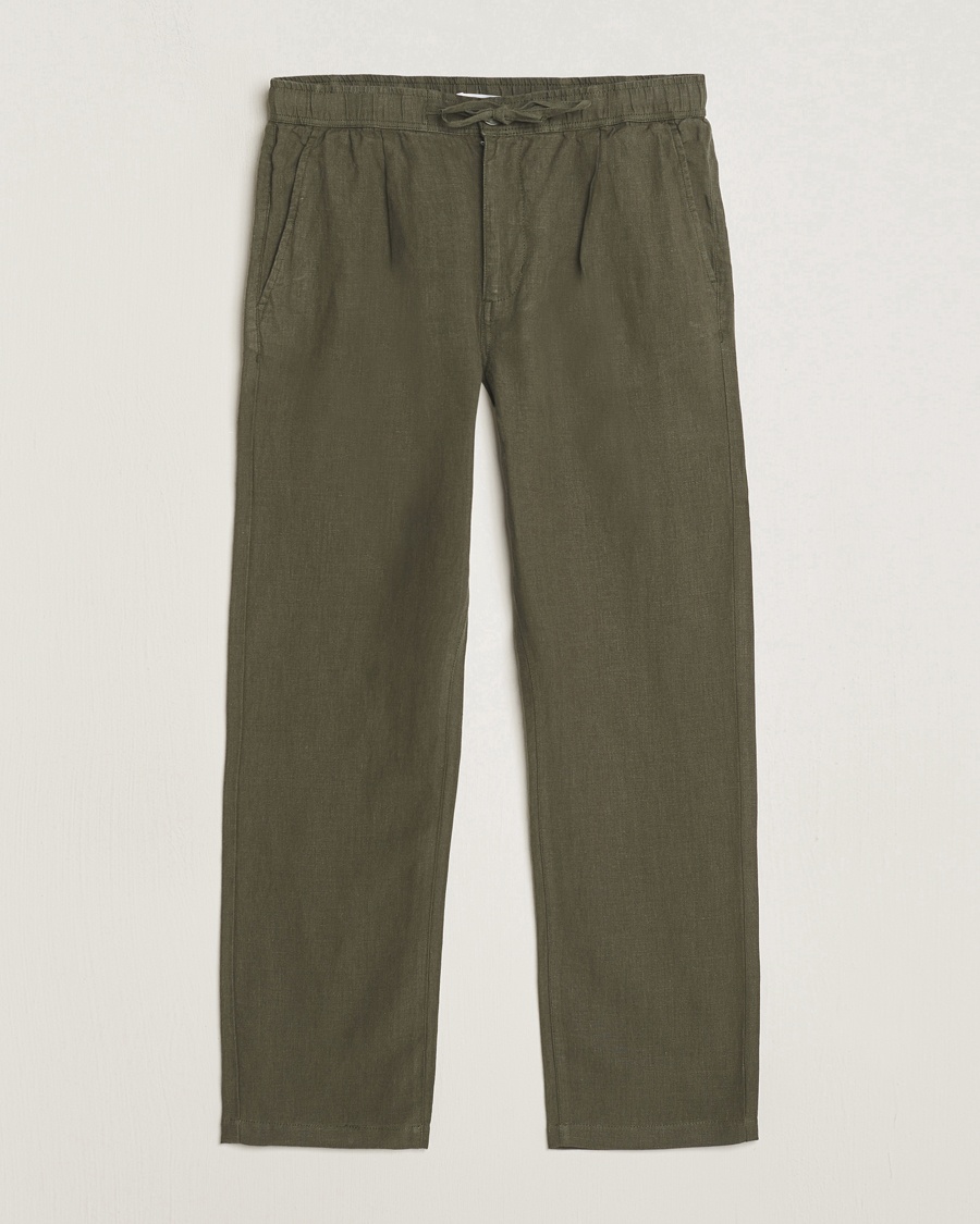 KnowledgeCotton Apparel Loose Linen Pants Burnt Olive – Green