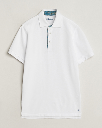 Men |  | Stenströms | Cotton Pique Contrast Polo Shirt White