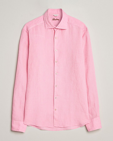  Slimline Cut Away Linen Shirt Pink
