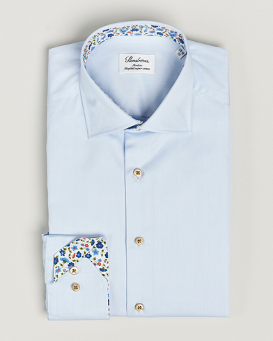 Men |  | Stenströms | Slimline Cut Away Flower Contrast Shirt Light Blue