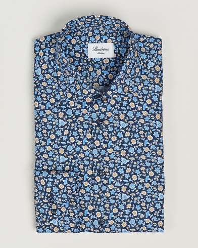 Men |  | Stenströms | Slimline Cut Away Printed Flower Shirt Navy