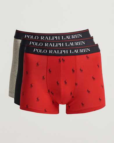 Men | Sale: 20% Off | Polo Ralph Lauren | 3-Pack Cotton Stretch Trunk Heather/Red PP/Black