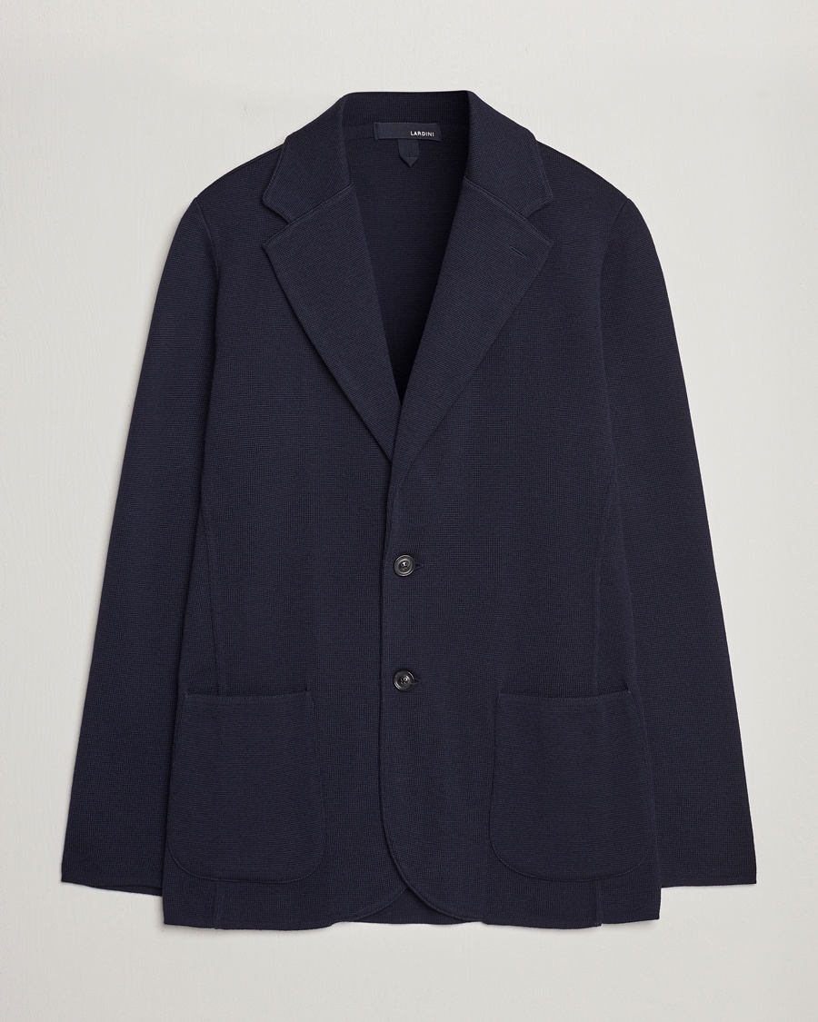Lardini Knitted Wool Blazer Navy – Blue