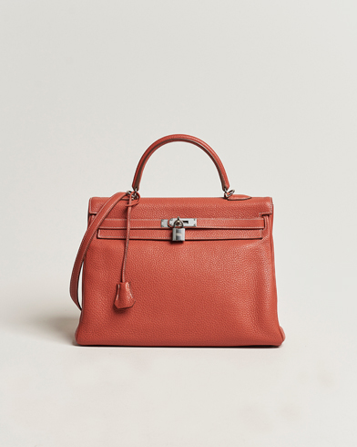 Men | Gifts for Her | Hermès Pre-Owned | Kelly 35 Handbag Taurillion Clemence Orange 