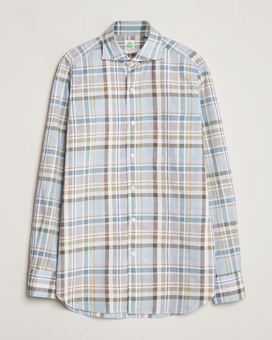 Gaeta Cotton/Linen Pocket Shirt Beige Check