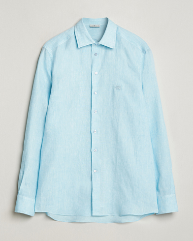 Men |  | Etro | Slim Fit Linen Shirt Light Blue