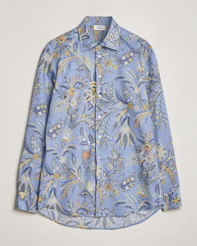 Men |  | Etro | Slim Fit Floral Print Shirt Azzurro