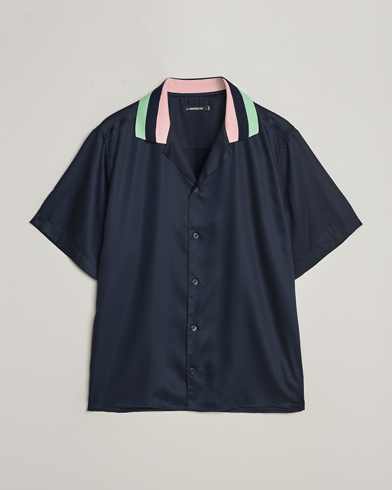 Men |  | J.Lindeberg | Skala Knit Collar Tencel Shirt Navy