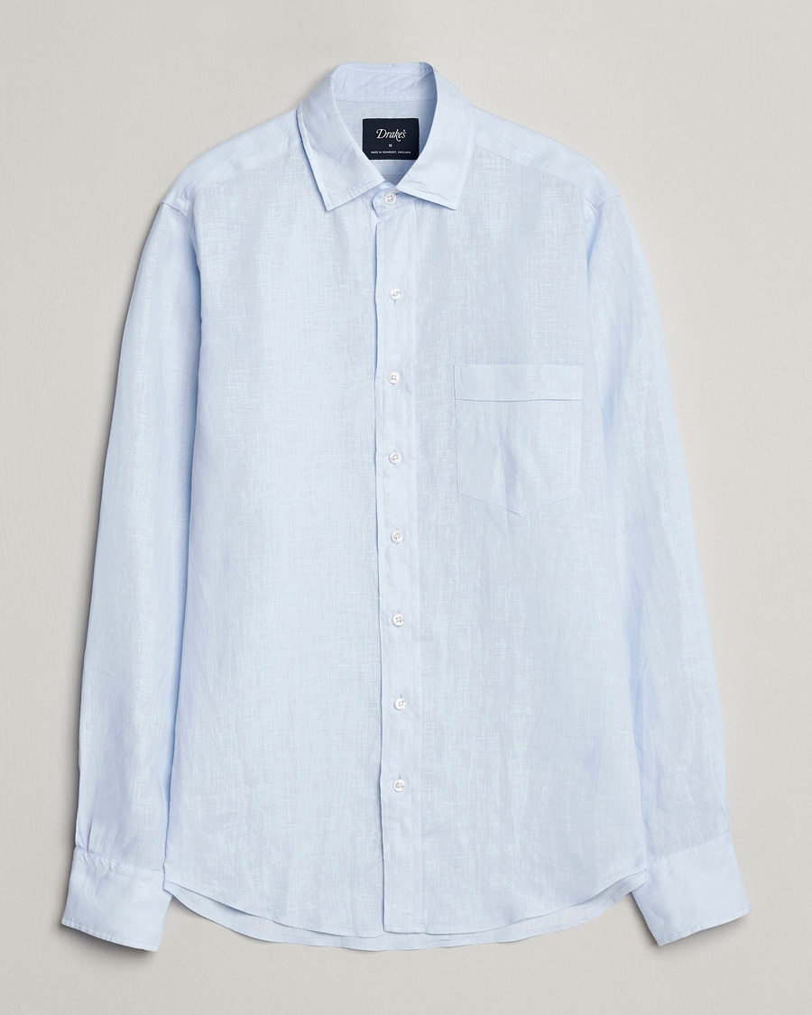Drake's Linen Summer Shirt Sky Blue – Blue