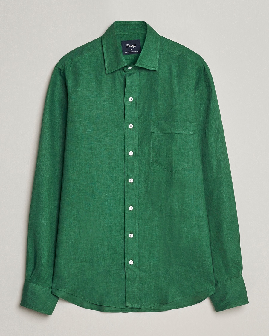 Drake's Linen Summer Shirt Green – Green