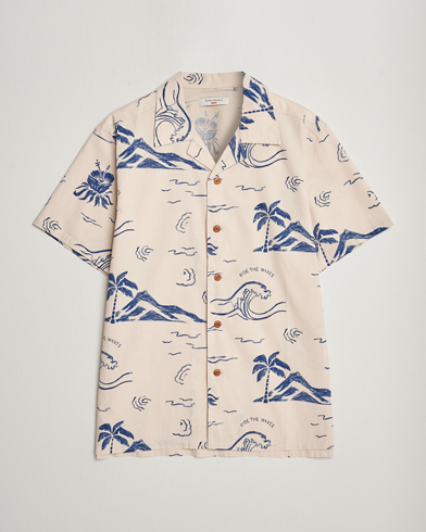 Men |  | Nudie Jeans | Arvid Printed Waves Hawaii Short Sleeve Shirt Ecru