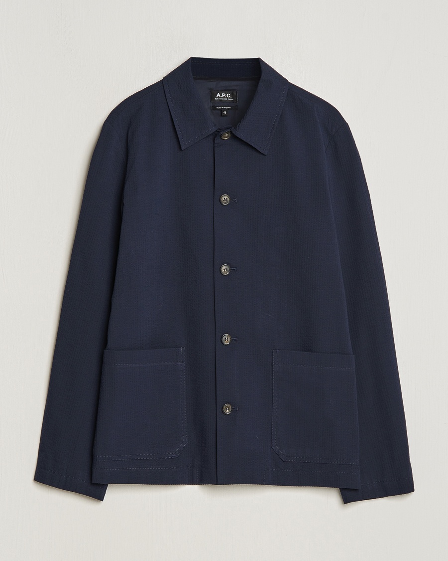 A.P.C. Brest Seersucker Overshirt Dark Navy – Blue