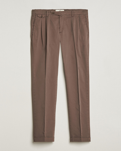 Men |  | Briglia 1949 | Easy Fit Pleated Cotton Stretch Chino Brown