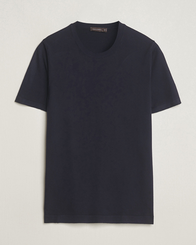Men |  | Oscar Jacobson | Brian Knitted Cotton T-Shirt Navy