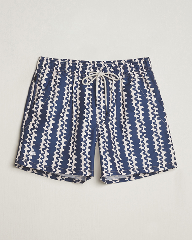 Men | Drawstring swim shorts | OAS | Printed Swimshorts Blue Scribble