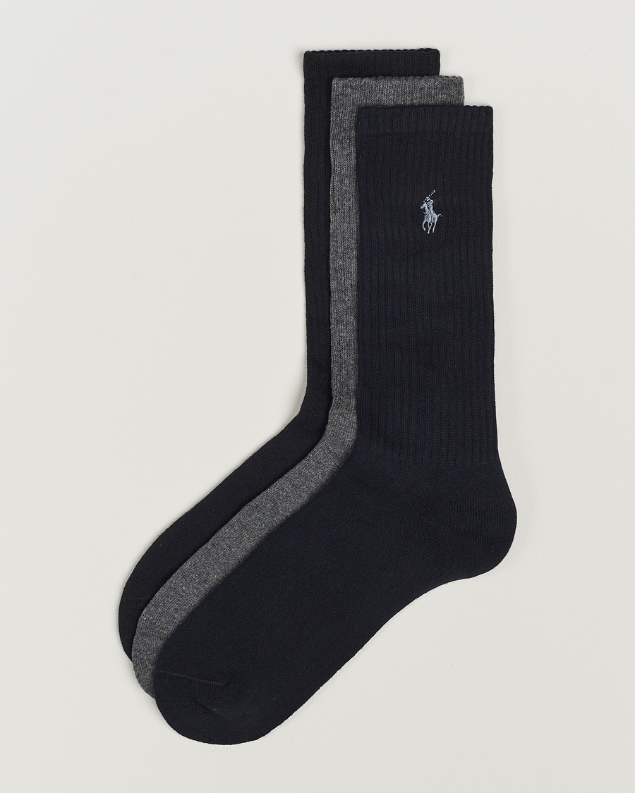 Polo Ralph Lauren 3-Pack Crew Sock Navy/Charcoal/Black – Black