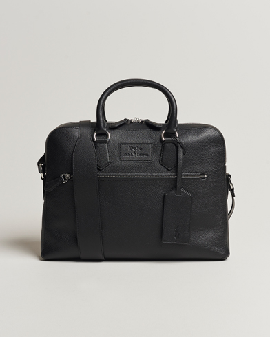 Men | Briefcases | Polo Ralph Lauren | Pebbled Leather Commuter Bag Black