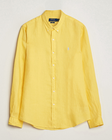  Slim Fit Linen Button Down Shirt Sunfish Yellow
