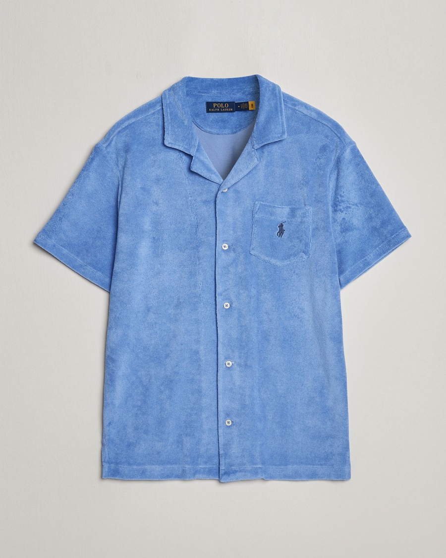 Ralph Lauren Seersucker Short Sleeve Button-Down Striped Shirt, Men's Size L cotton navy blue type Vintage Second Hand