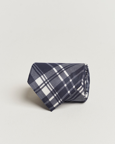 Men |  | Ralph Lauren Purple Label | Monocolor Plaid Silk Tie Navy