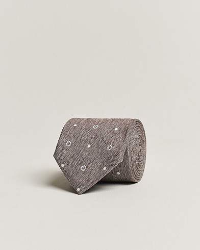 Men |  | Amanda Christensen | Cotton/Silk/Linen Printed Flower 8cm Tie Brown