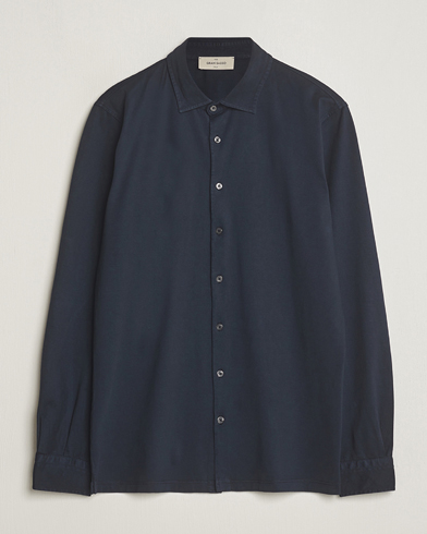 Men |  | Gran Sasso | Washed Cotton Jersey Shirt Navy