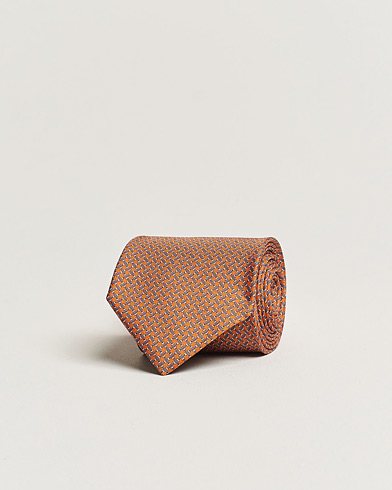 Men |  | Brioni | Printed Silk Tie Orange