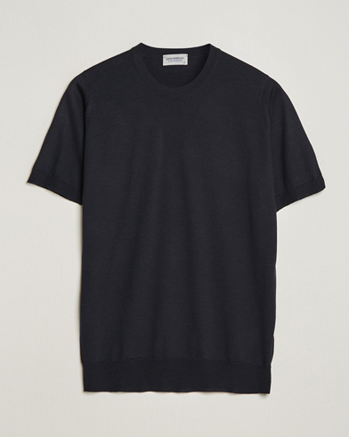 Men |  | John Smedley | Hilcote Wool/Sea Island Cotton T-Shirt Black