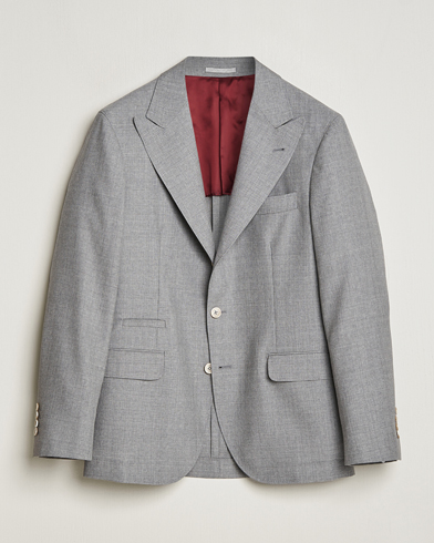 Men |  | Brunello Cucinelli | Peak Lapel Wool Blazer Light Grey