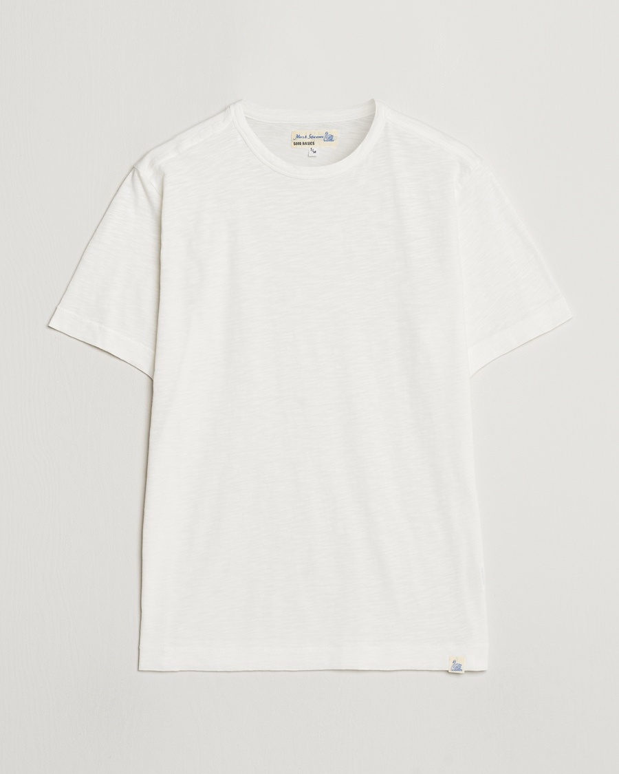 Merz b. Schwanen Organic Pima Cotton Slub Crew Neck T-Shirt White – White