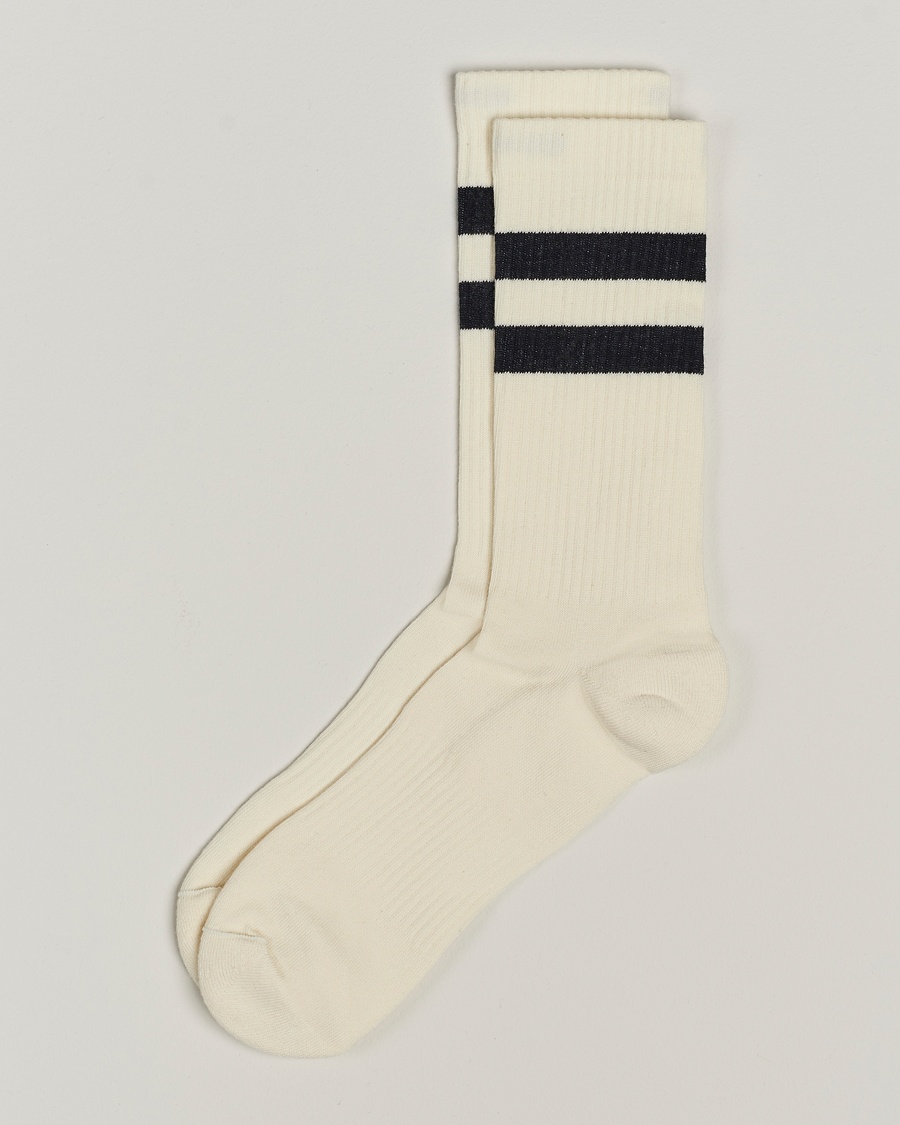 Sweyd Two Stripe Cotton Socks White/Black – White