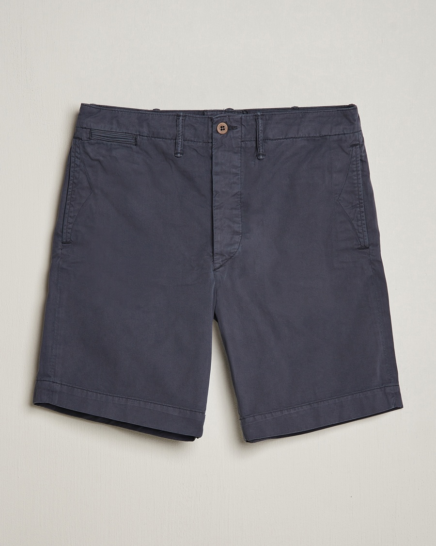 RRL Officers Flat Shorts Navy – Blue
