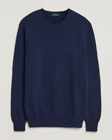 Men |  | Zanone | Soft Cotton Crewneck Sweater Navy