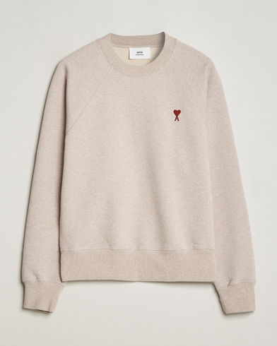 Men | Sweaters & Knitwear | AMI | Heart Logo Sweatshirt Heather Light Beige