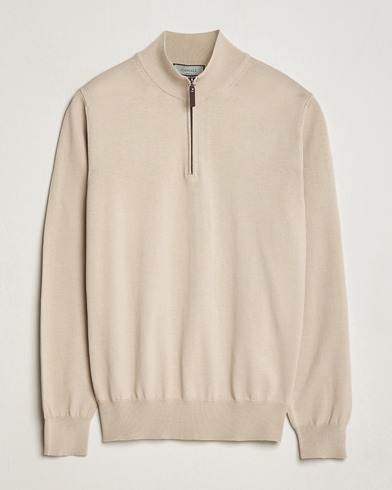 Men |  | Canali | Cotton Half Zip Sweater Beige