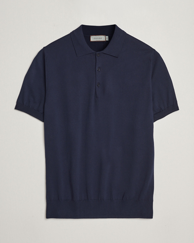 Men |  | Canali | Cotton Short Sleeve Polo Navy