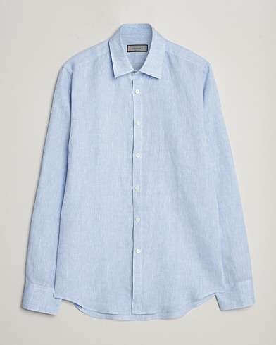 Men |  | Canali | Slim Fit Linen Sport Shirt Light Blue