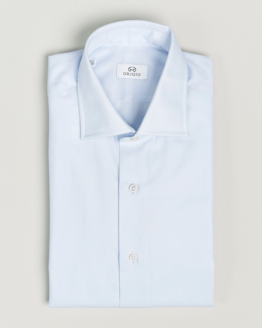 Grigio Cotton Twill Dress Shirt Light Blue – Blue