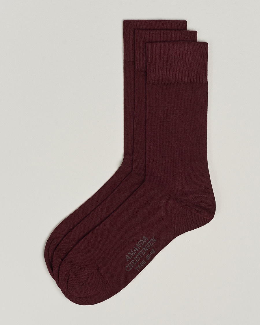 Amanda Christensen 3-Pack True Cotton Socks Bordeaux – Red