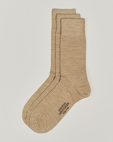 Men |  | Amanda Christensen | 3-Pack Icon Wool/Cotton Socks Sand
