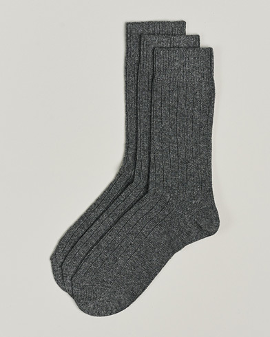 Men |  | Amanda Christensen | 3-Pack Supreme Wool/Cashmere Sock Grey Melange