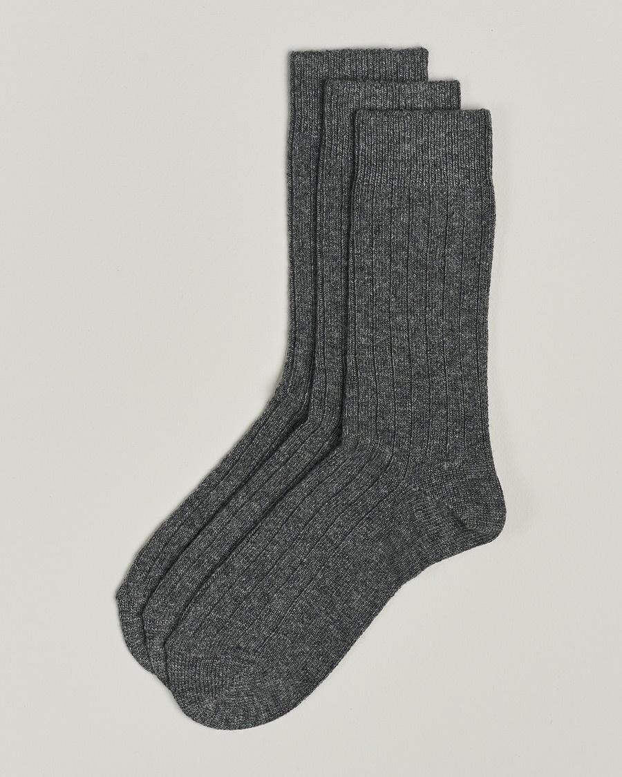 Amanda Christensen 3-Pack Supreme Wool/Cashmere Sock Grey Melange – Grey