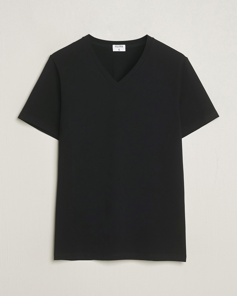 Filippa K Organic Cotton V-Neck T-Shirt Black – Black