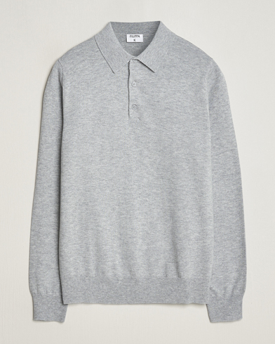 Men |  | Filippa K | Knitted Polo Shirt Light Grey Melange