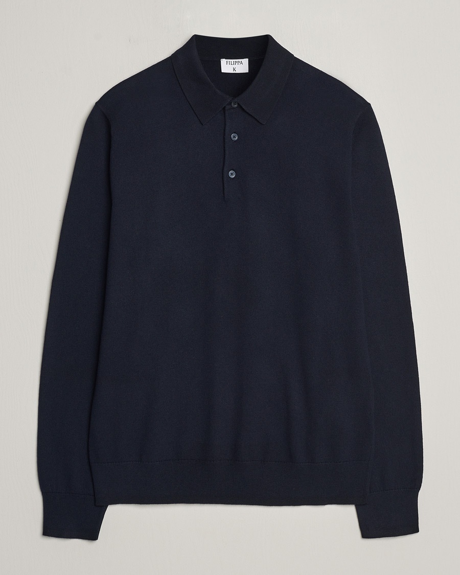 Filippa K Knitted Polo Shirt Navy – Blue