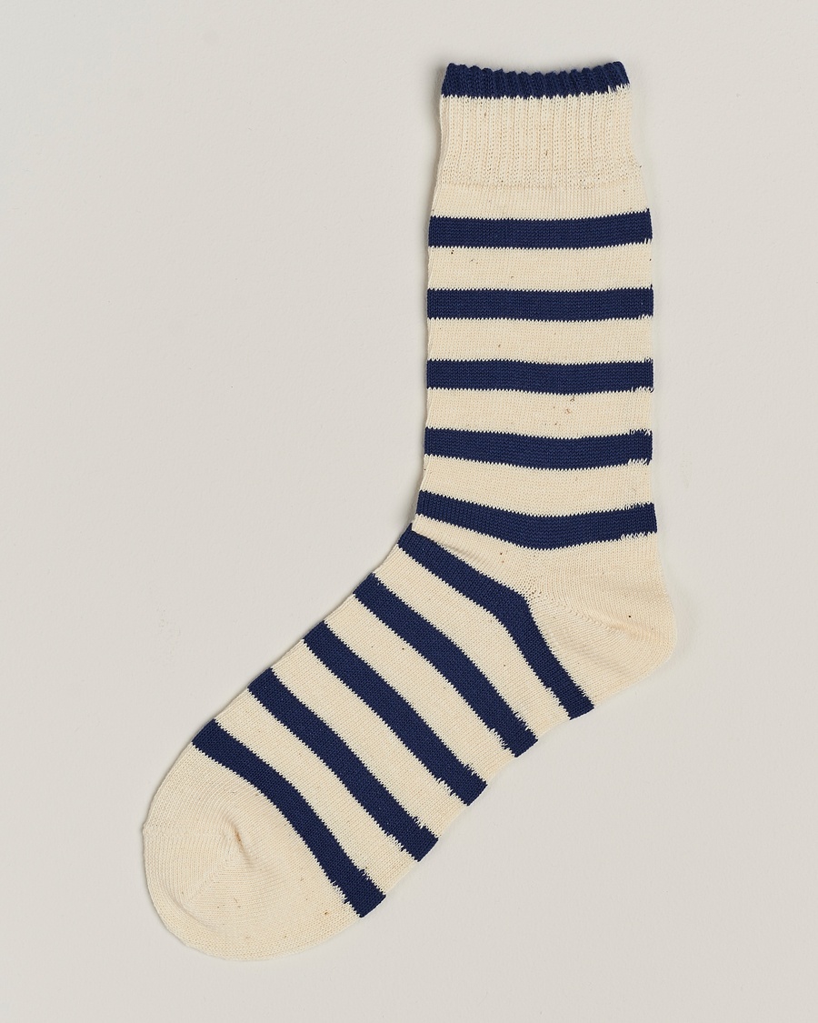 BEAMS PLUS BEAMS PLUS2 Tone Stripe SocksWhite/Navy – White