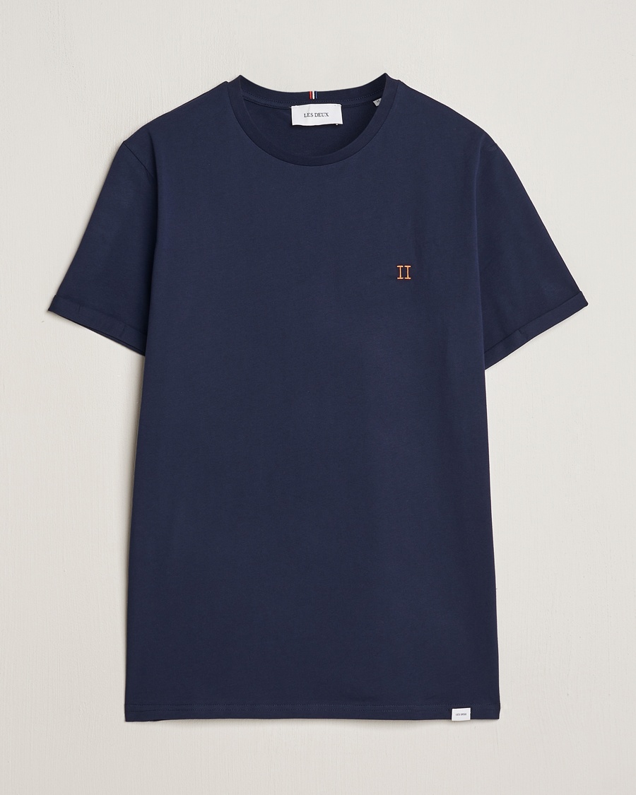 Les Deux Nørregaard Cotton T-Shirt Navy – Grey